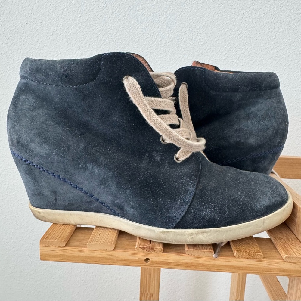 Paul Green Navy and Tan Leather Muchin sneakers navy suede wedge size 6
